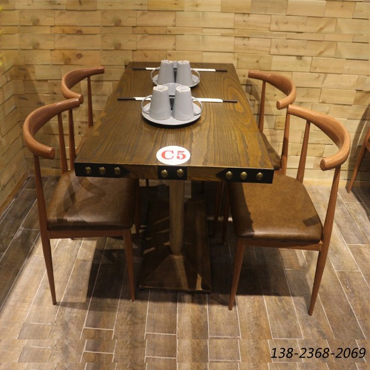 復古loft工業風實木餐桌，創意桌椅，做舊桌子